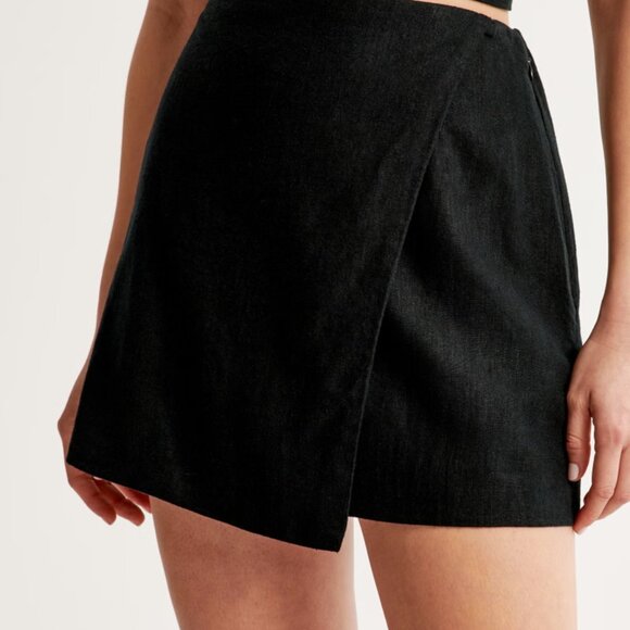 Abercrombie scarlett linen wrap skort - small - black - Picture 1 of 5
